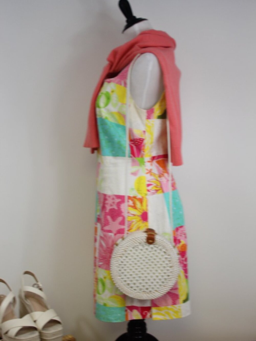 Lilly Pulitzer Patchwork Floral Shift Dress Size 6 Pink Green Cotton Preppy Reso - Picture 4 of 10
